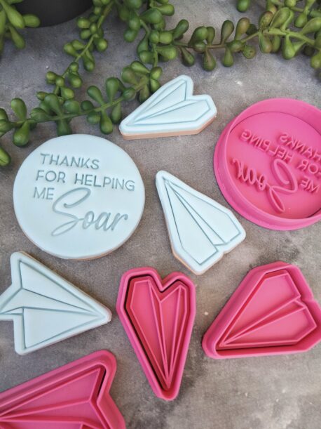 Thanks for helping me soar with 3 x Paper Plane Cookie Cutter and Fondant Embosser Set Teachers Gift Teacher Appreciation