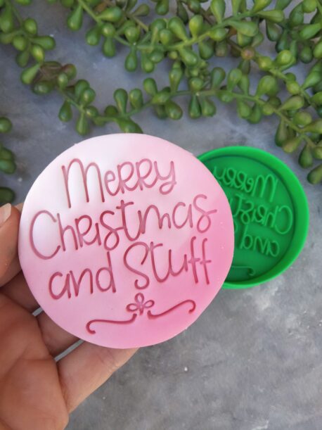 Merry Christmas and Stuff Cookie Cutter / Fondant Embosser Stamp