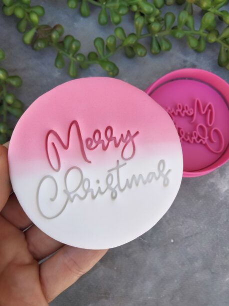 Merry Christmas (style 4) Cookie Fondant Embosser Stamp & Cutter