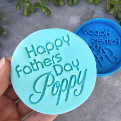 Happy Fathers Day Poppy Cookie Fondant Embosser Stamp and Cutter