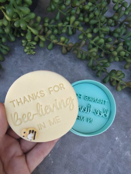 Thanks for bee-lieving in me Fondant Imprint Stamp and Cookie Cutter Teachers Gift Teacher Appreciation