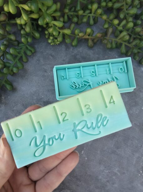 Ruler with text "You Rule" Cookie Cutter and Fondant Embosser Imprint Stamp - Rectangle 10cm x 4cm