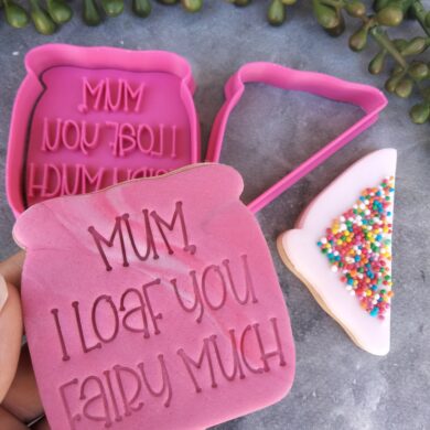 Mum, I loaf you fairy much Cookie Cutter and Fondant Imprint Embosser Set for Mothers Day Mum Pun