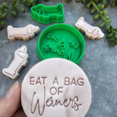 Eat a Bag of Weiners Cookie Fondant Embosser Imprint Stamp and Cookie Cutter