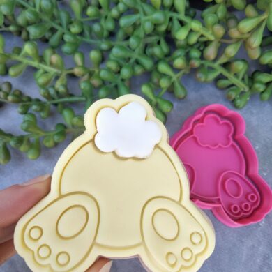 Bunny Butt Cookie Cutter and Fondant Embosser Imprint Stamp - Easter Bunny Tail