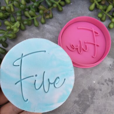 Five 5th Birthday Cookie Fondant Stamp & Cookie Cutter