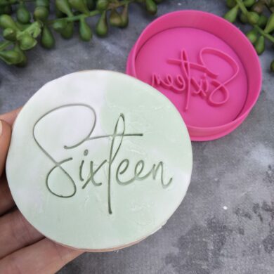 Sixteen 16th Birthday Cookie Fondant Stamp & Cookie Cutter