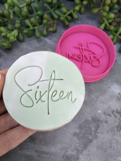 Sixteen 16th Birthday Cookie Fondant Stamp & Cookie Cutter