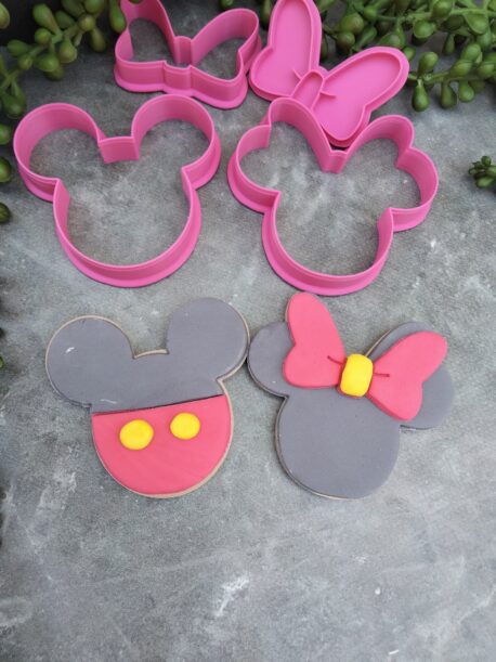 Minnie Mouse & Mickey Mouse Cookie Cutters Bow Fondant Stamp Embosser