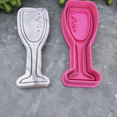 Champagne Flute with bubbles Fondant Embosser Imprint Stamp & Cookie Cutter Champagne Glass Champas 