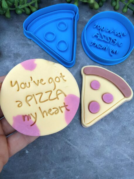 You've got a PIZZA my heart - Cookie Cutter and Fondant Stamp Embosser Set - Valentines Day