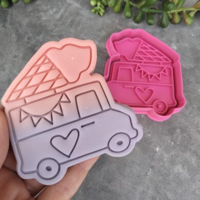 Icecream Van Mr Whippy Soft Serve Icecream Cookie Fondant Embosser Stamp & Cutter