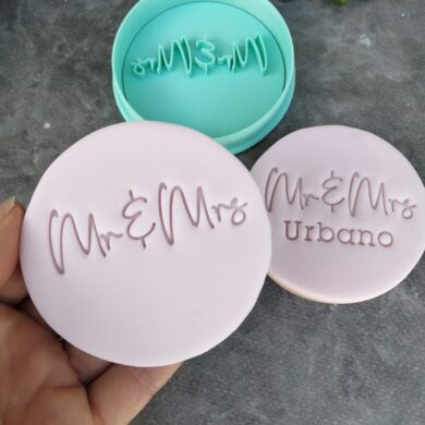 DIY Mr & Mrs (Style 2) Cookie Fondant Embosser Stamp and Cutter