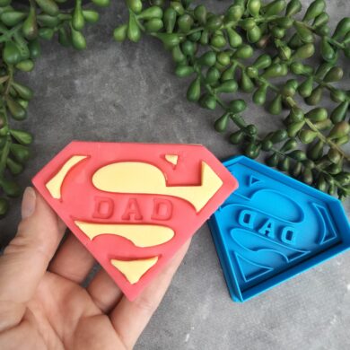 Super Dad Cookie Cutter and Fondant Stamp Embosser Super Man Shape Fathers Day