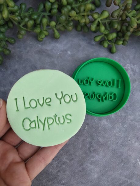 I Love You Calyptus Cookie Cutter and Fondant Embosser - Valentines Day - Eucalyptus Pun