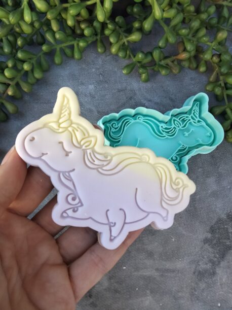 Chubby Magical Unicorn Cookie Cutter and Fondant Stamp Embosser