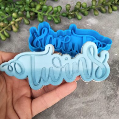 Twins Text Fondant Imprint Embosser Stamp and Cookie Cutter Baby Shower Cookie Cutter