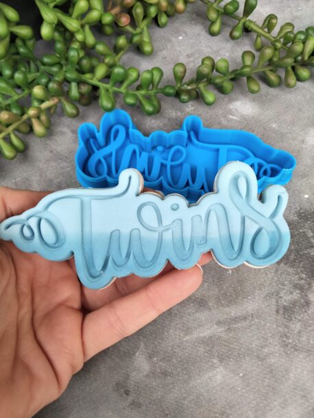 Twins Text Fondant Imprint Embosser Stamp and Cookie Cutter Baby Shower Cookie Cutter