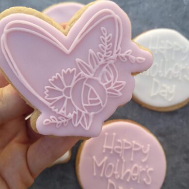 Floral Heart Cookie Cutter and Fondant Raised Detail Embosser Stamp