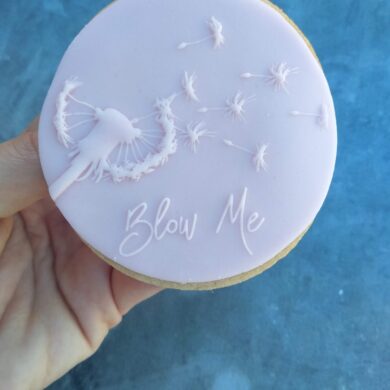 Dandelion with text "Blow Me" Fondant Cookie Stamp with Raised Detail