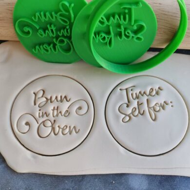 Bun in the Oven / Timer Set for: DIY Baby Shower Cookie Fondant Embosser Stamp and Cutter