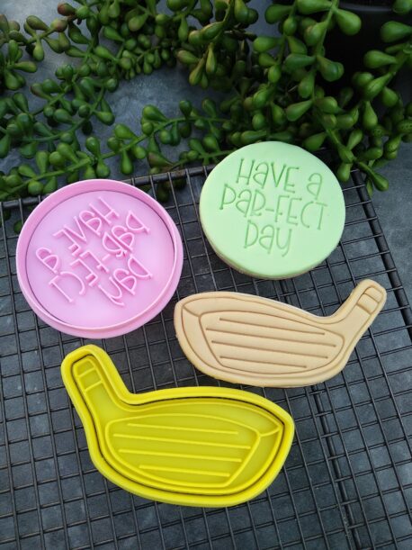 Have a Par-fect Day Golf Club Cookie Cutter and Fondant Embosser Imprint Stamp Father's Day Dad's Birthday Gift