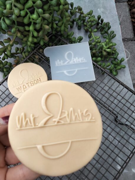 Mr & Mrs DIY Monogram Fondant Cookie Stamp with Raised Detail