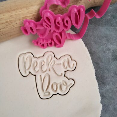 Peek-a-Boo Text Cookie Fondant Embosser Stamp and Cutter Baby Shower Cookie Cutter