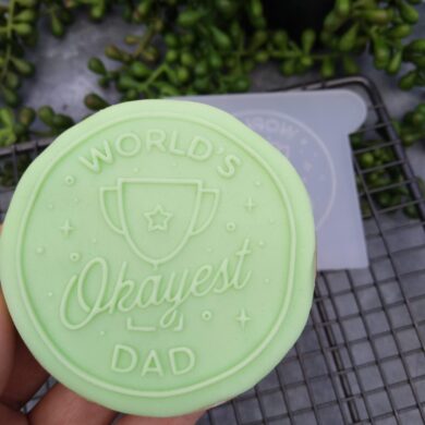 Worlds Okayest Dad Fondant Cookie Stamp with Raised Detail Fathers Day