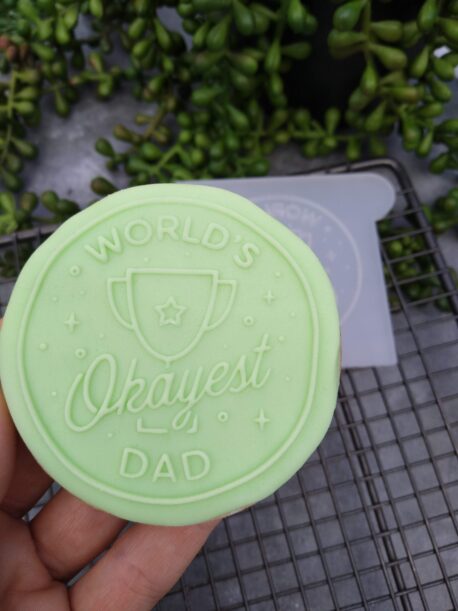 Worlds Okayest Dad Fondant Cookie Stamp with Raised Detail Fathers Day