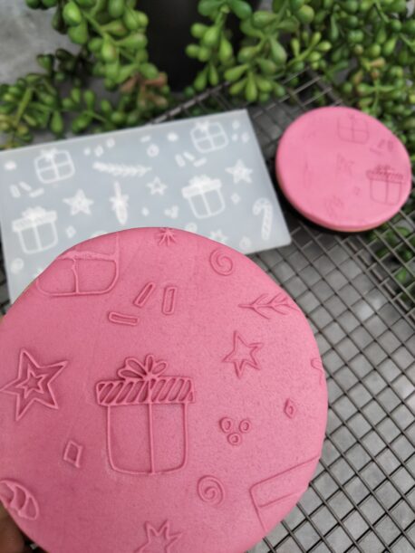 Whimsical Christmas Pattern Fondant Cookie Stamp with Raised Detail