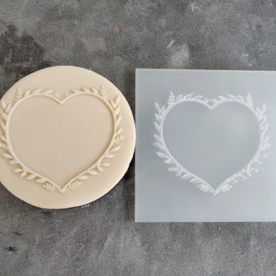 Heart Wreath Fondant Cookie Stamp with Raised Detail