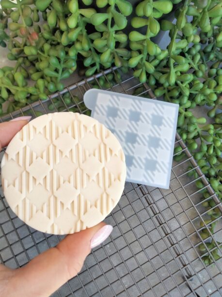 Gingham Pattern Fondant Cookie Stamp with Raised Detail