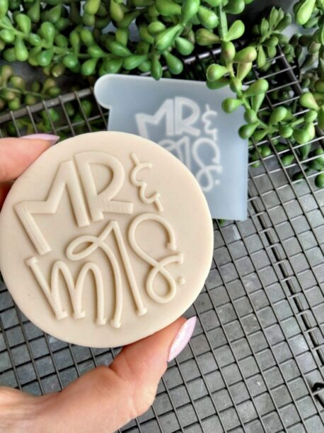 Mr & Mrs Fondant Cookie Stamp with Raised Detail