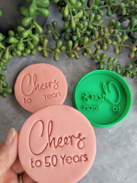 Cheers to X Years Customisable – Cookie Fondant Embosser Stamp & Cookie Cutter