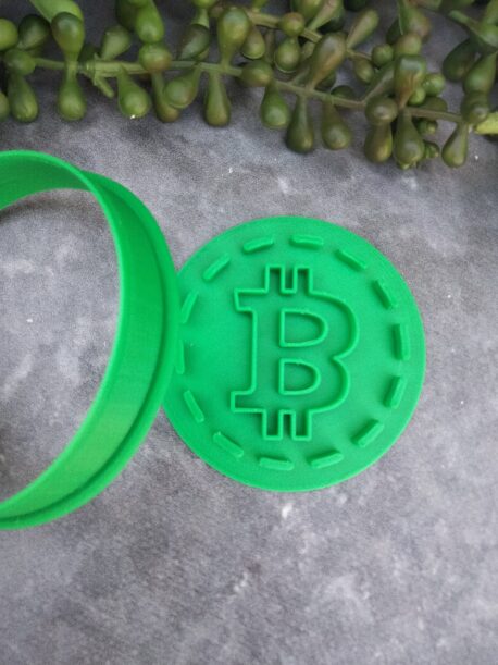 Bitcoin Cookie Cutter and Fondant Embosser Stamp Set Cryptocurrency Cookie Cutter