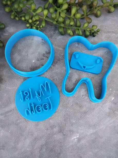 My First Tooth Fondant Embosser Stamp & Cookie Cutter Set with Tooth Cookie Cutter My 1st Tooth