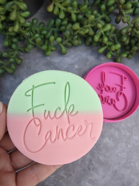 F**k Cancer / Cancer Awareness Cookie Fondant Embosser Stamps and Cutter