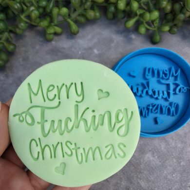 Merry Fucking Christmas Cookie Fondant Embosser Stamp and Cutter