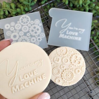 You're my Love Machine with Cog Pattern Set Fondant Cookie Stamp with Raised Detail - Valentines Day