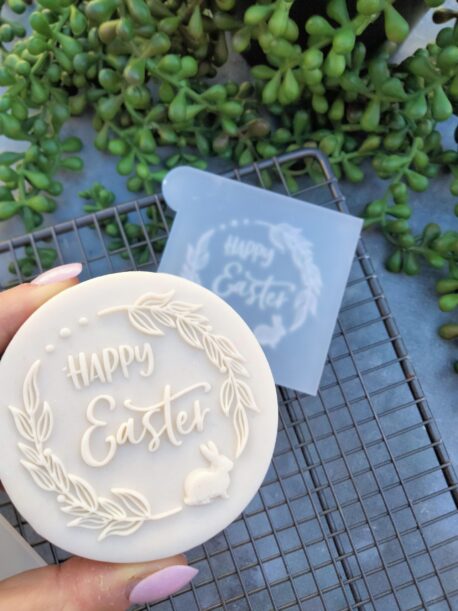 Happy Easter Fondant Cookie Stamp with Raised Detail