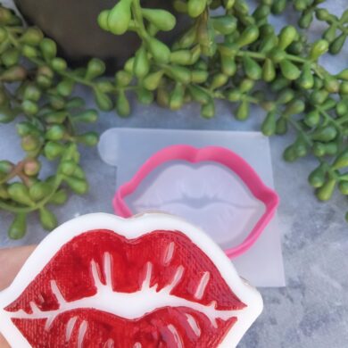 Lips Mouth Kiss Smack Cookie Cutter and Raised Fondant Embosser Stamp