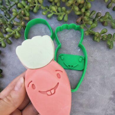 Chubby Carrot and Leaf Set Cookie Cutter and Fondant Embosser - Easter