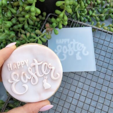 Happy Easter (Style 2) Fondant Cookie Stamp with Raised Detail