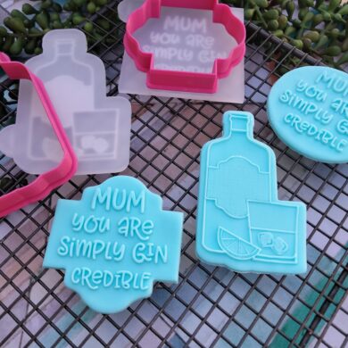 Mum you are simply Gin credible Cookie Cutter and Fondant Raised Stamp Set - Mothers Day