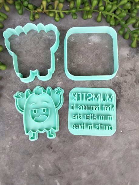 Mumster Mum Monster Fondant Embosser and Cookie Cutter Set for Mothers Day