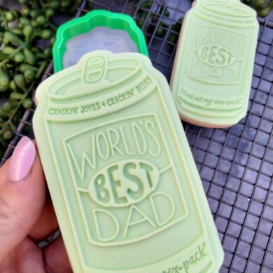 Worlds Best Dad Beer Can Cookie Cutter and Raised Fondant Embosser Stamp Set