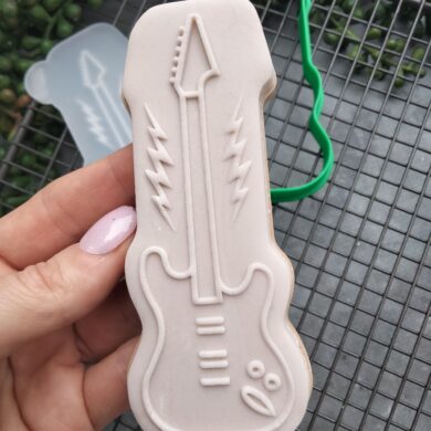 Guitar Cookie Cutter and Raised Fondant Embosser Stamp