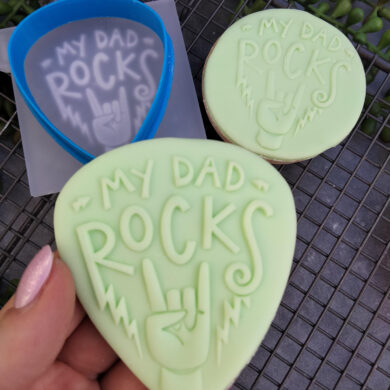 My Dad Rocks / Guitar Pick Cookie Cutter and Raised Fondant Embosser Stamp