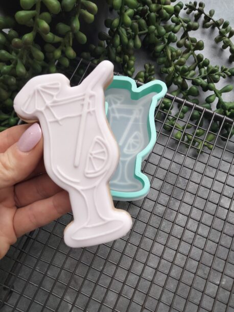 Cocktail Glass Cookie Cutter and Raised Fondant Embosser Stamp Set